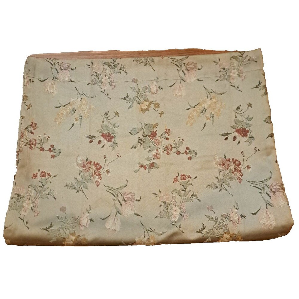 Gold Floral Curtain Panel Knit Embroidered Wild Flower Elegant Cottage 84x54